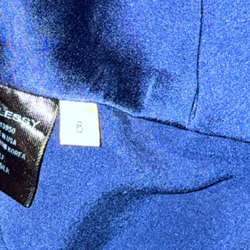 HELLESSY size 6 Stella Asymmetrical 100% Silk Draped Blouse 4” cuffs Navy $890 - Picture 10 of 11